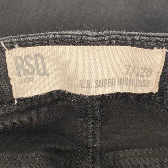 RSQ L.A. Super High Rise Skinny Jeans Black Distressed Stretch Ankle Casual - Picture 7 of 8